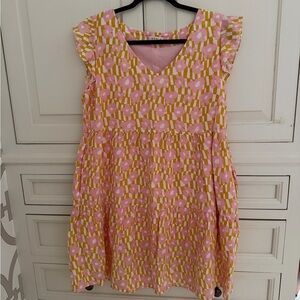 Kori Pink and Yellow Patterned Dress